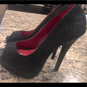 Black lace heels
